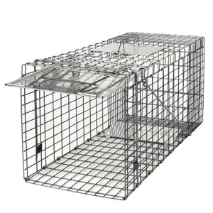 32 Inch Live Animal Cage Trap Heavy Duty Folding Raccoon Traps Humane Cat Trap