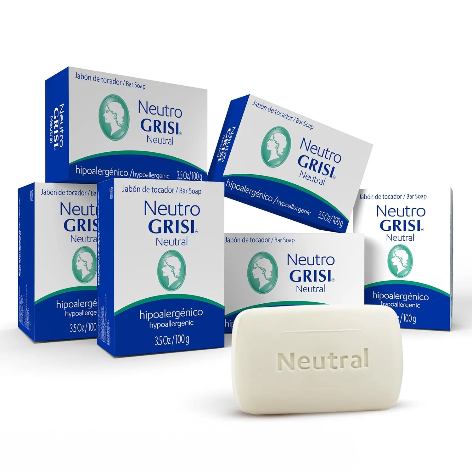 Neutral Hypoallergenic Bar Soap – Fragrance-Free & Dye-Free for Face & Body – Gentle Moisturizing Wash for Sensitive Skin – pH-Balanced Natural Cleanser – 3.5 oz | 6-Pack