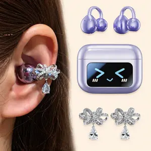 [Summervibes] Tukio 2026 M100 Fashion Clip-On Earphones, featuring interchangeable earring accessories, an audio-visual touchscreen, and wireless audio transmission technology. Equipped with Bluetooth 6.0 for faster and more stable connections