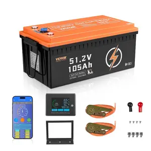 fathersdaygift VEVOR 48V 105Ah Golf Cart Lithium Battery, 48 Volt Golf Cart Battery with 200A BMS, LCD Monitor and Mobile APP, LiFePO4 Battery with 600A Peak Current, ABS Shell and 4000+ Cycles, for Golf Carts