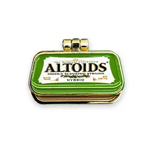 Curiously Balanced Altoids Inspired Container Hinge Pin - Green Tin Design with Gold Trim - Fashion Accessory