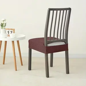 6pcs Stretch Jacquard Dining Chair Covers Set - Modern, Elastic Slipcovers for Home & Hotel Chairs, Machine Washable
