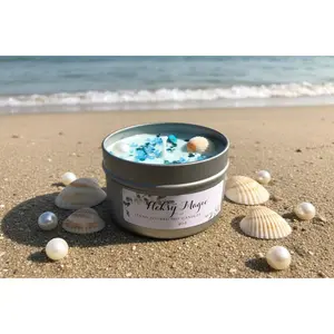 4oz Tin Sea goddess 100% hand poured soy wax candle 🐚"Tranquility, peace, love, prosperity, brings calm"