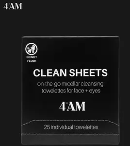 4AM CLEAN SHEETS Clean Sheets are super-soaked, serum-infused micellar towelettes made for real life Meet your new favorite way to cleanse