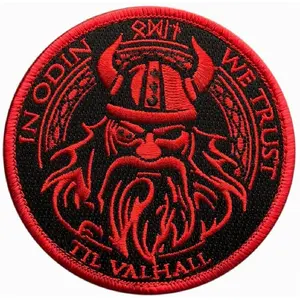in Odin We Trust Viking God Patch [3.5 X 3.5 inch - Iron On Sew on - Red/Blk]