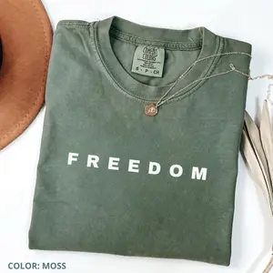 Comfort Colors Freedom Charlie Kirrk TShirt, Activist & Human Rights Support, Political Awareness Women Short Sleeve Shirts