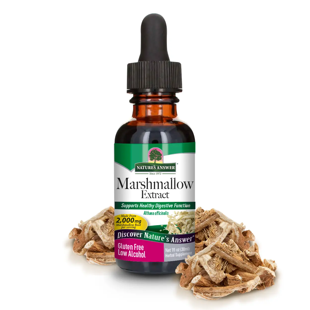 Nature's Answer Marshmallow Root with Organic Alcohol, 1-Fluid Ounce | Demulcent Herb | Supports Mucous Membranes | Supports Gastrointestinal Tract | Supports Hair, Skin, and Nail | Single Count