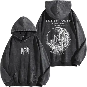 Sleep Token Flowers Heavy Metal Gothic Y2K Oversized Music Washed Hoodie tees Acid Washed Tshirts, otg clothes sleep token merch men gifts Cotton Fabric