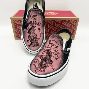 Alice in Wonderland-Have I gone Mad? Vans Slip ons