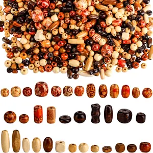 [500pcs Wooden Beads] 500pcs Assorted African Wooden Beads | Natural Loose Wood Beads for Macrame Supplies, Jewelry Making, DIY Craft Project, Bracelets, Necklace, Earring