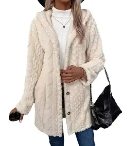 Hooded Cardigan Button Long Jacket Winter Coat