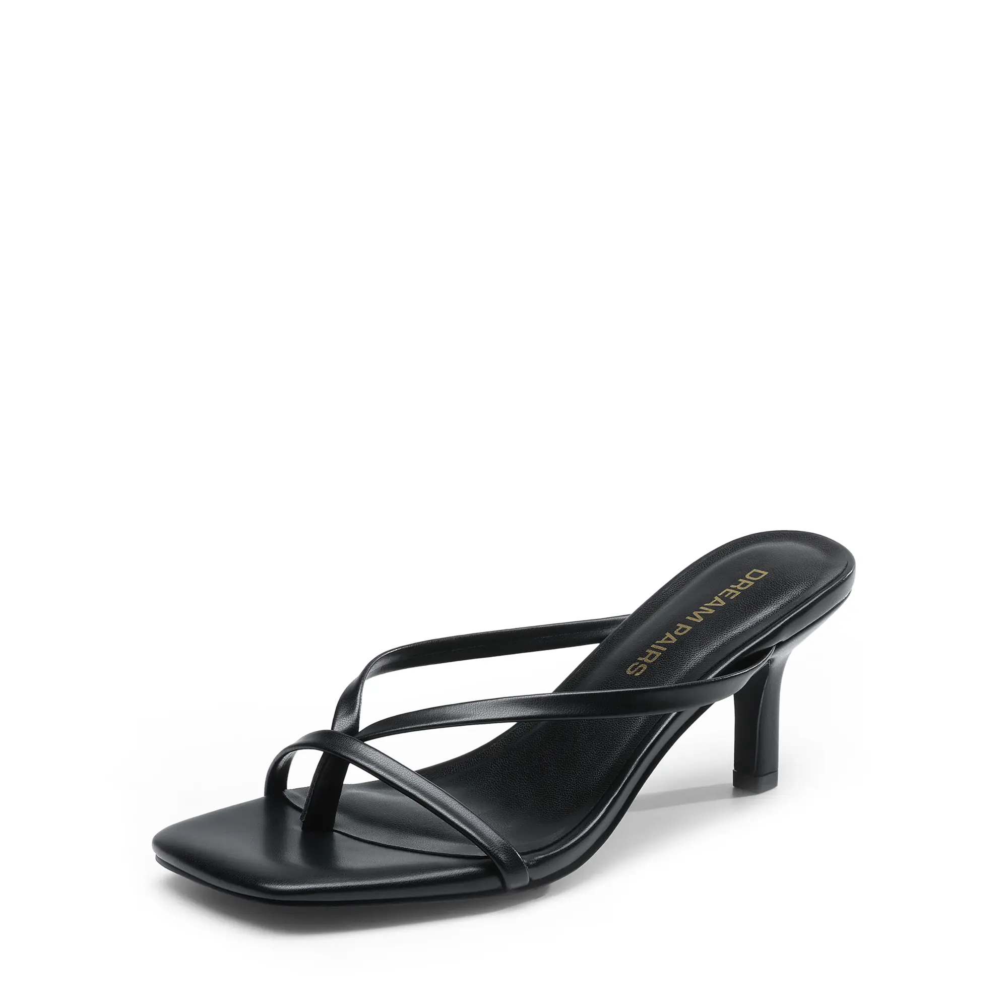 DREAM PAIRS Heels for Women Flip Flops Kitten Low Heels Open Square Toe Thong Heeled Sandals Sexy Fashion Comfort Shoes for Party Casual Slides
