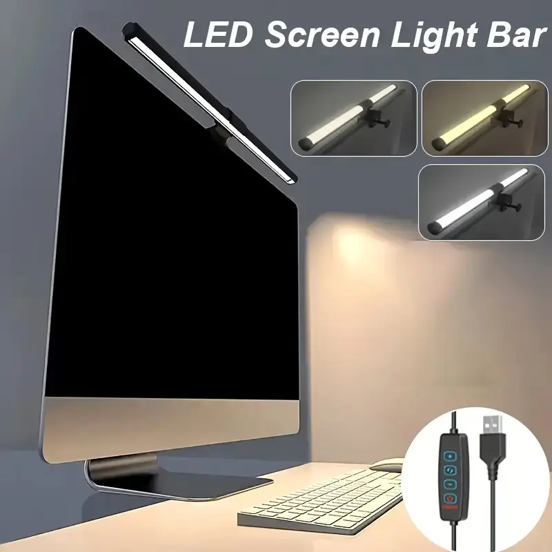 11.42 Inch LED Backlit Adjustable Leds Monitor Strip Light, USB Powered Eye-Care Anti-Glare Adjustable Brightness, Home Office Use, Modern Computer Lamp