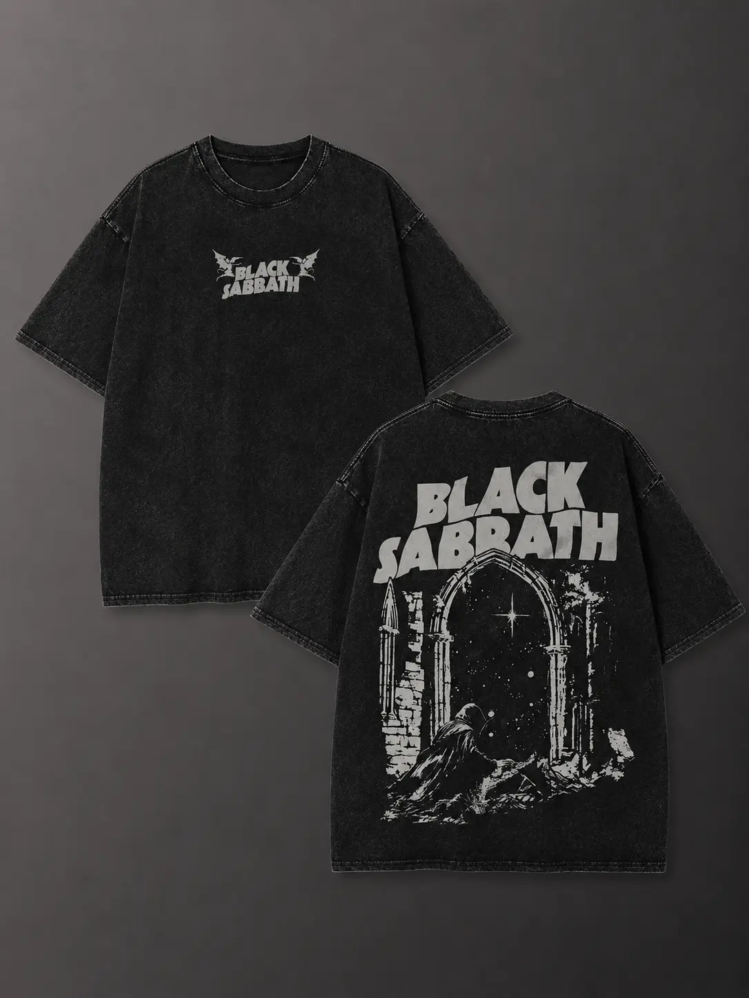 Midnight Sanctuary Gothic Graphic T-Shirt for Men Vintage Oversized Streetwear