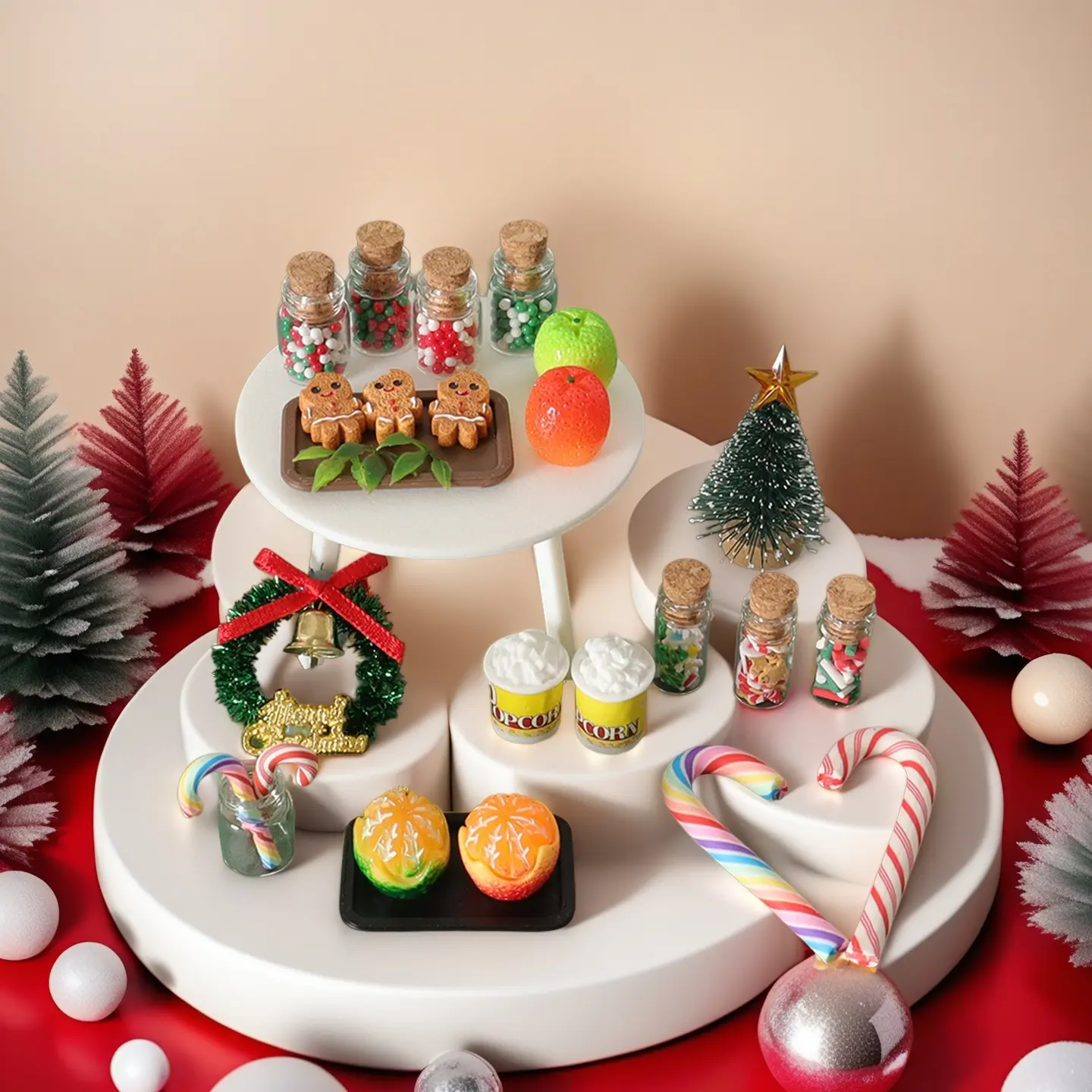 26pcs Christmas miniature Christmas scene decoration accessories doll house mini candy biscuit candy cane Christmas tree model Christmas gift