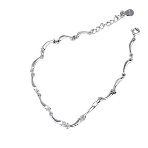 925 Silver Plated Simple Design Bracelet and Anklet