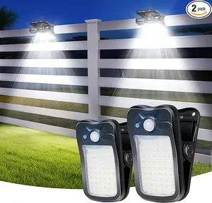 Solar Motion Sensor Light Outdoor Waterproof, USB and Remote Control, 2-Pack Portable Solar Outdoor Lights, Suitable for Gutters, Fences, Garage, Camping