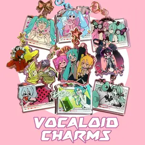 Vocaloid Keychain Acrylic Charms! [Hatsune Miku, Triple Baka, Kagamine Rin, Calne Ca] Keyring Cute Accessory, Fun Charm For Backpack Or Purse | High Quality and Customer Favorite Items