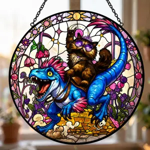 Dungeon Crawler Carl Stained Glass Suncatcher | Princess Donut Desparado Club New Achievement Window Hanging | LitRPG Booktok Window Decor | DCC Fan Gift