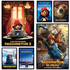 Fashion PPaddington Bearable Poster HD Heavy-Duty Self-Stick Waterproof Wall Decor Tool-Free Install Durable & Reusable Conceals Wall Flaws Elevates Home Style Perfect for Living Room Bathroom & Kitchen Easy Apply & Remove