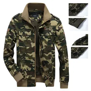 Cool and stylish camouflage military style stand-up collar casual jacket for men in spring and autumn