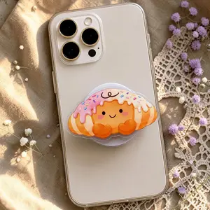 Kawaii Croissant MagSafe Phone Grip: Cute Sprinkle Pastry Dessert Aesthetic Magnetic Phone Holder, Bakery Foodie Lover Gift, Kindle Holder