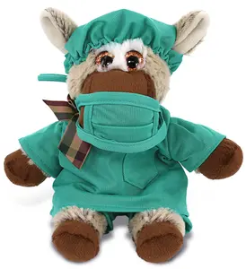 DOLLIBU Polyester Donkey Stuffed Toy - Super Soft, Floppy, Doctor Outfit Pretend Play Toy for Ages 0+