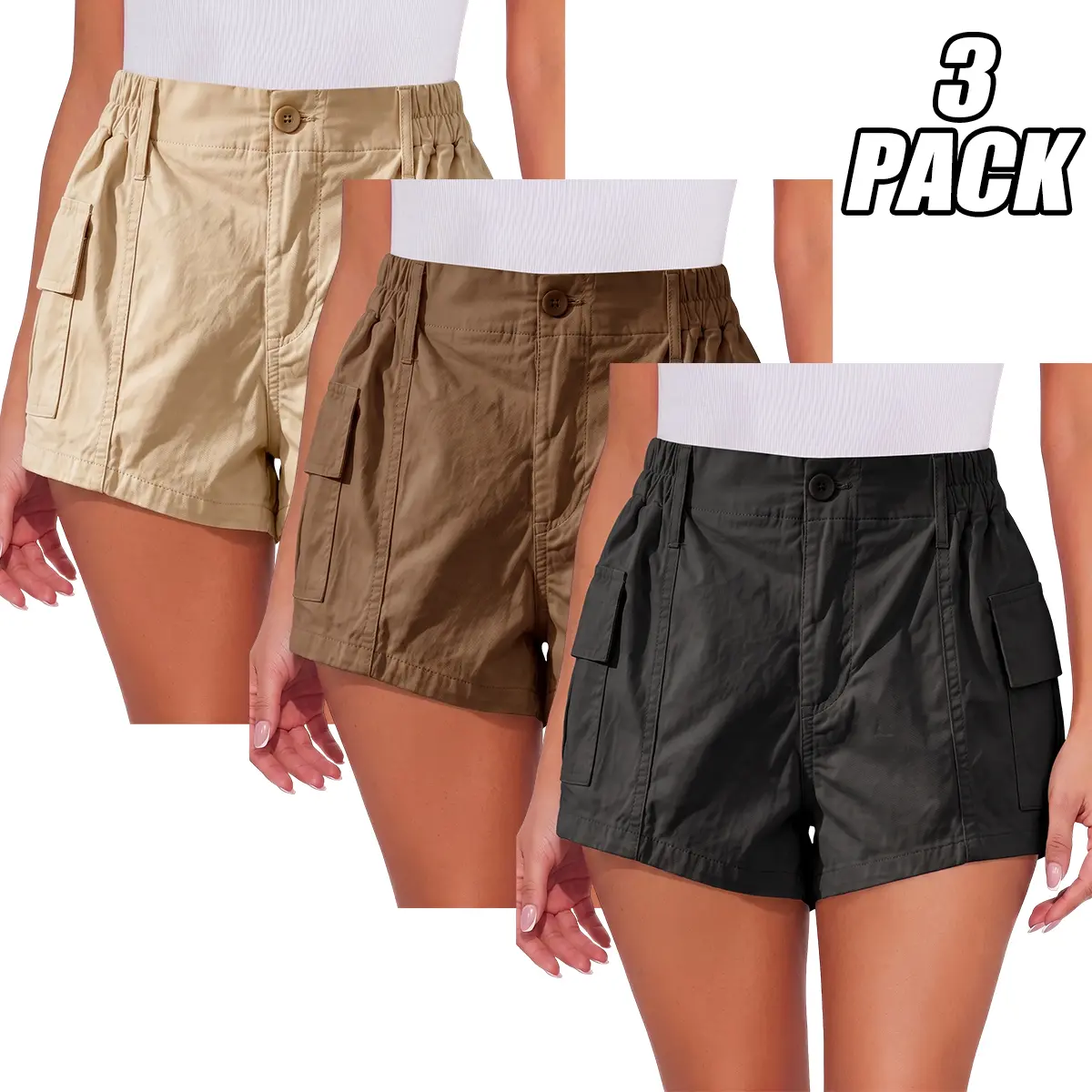 Everyday women's chic shorts, high-rise design with front pleats – ideal for park dates, errands, or relaxing – quality polyester, smooth and wrinkle-resistant – feel confident, breezy, and effortlessly put-together.
