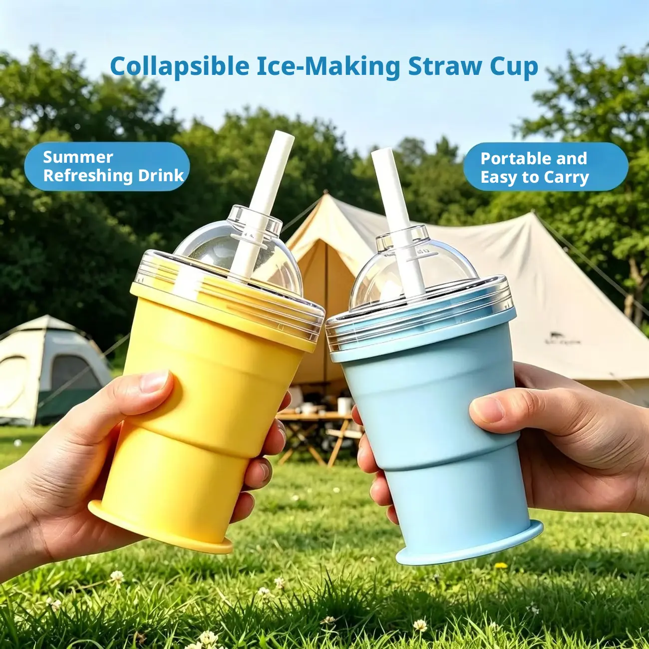 A-Highly recommended: foldable food-grade ice ball cup, dual drinking cup, handy cup, whiskey ice cube container, portable ice tray, water cup
