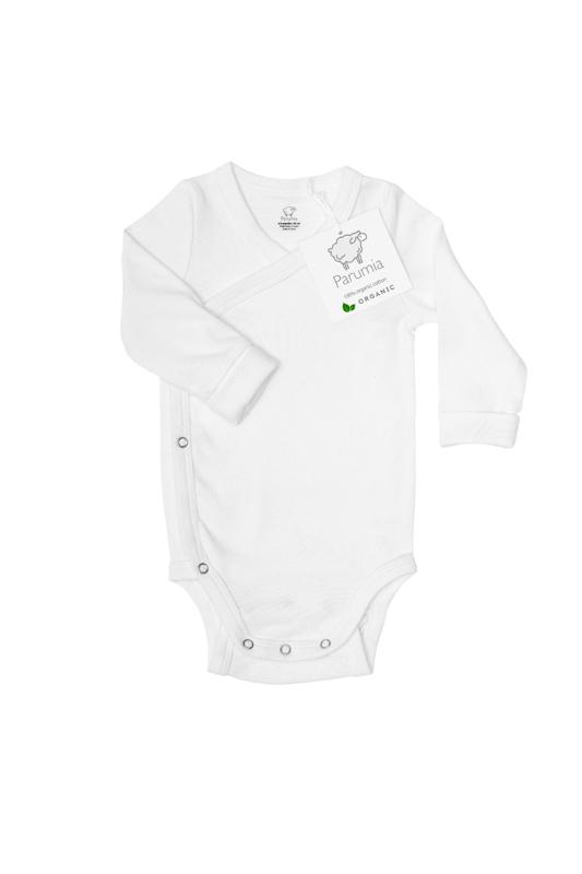 Scandinavian Designed Baby Bodysuit Long-Sleeve Unisex 100% Organic Cotton with Double Snap Room-to-Grow Feature, White, 100% Organic Cotton