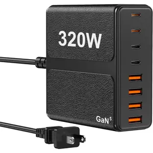 320W USB C Charger Block, 8-Port USB C Charging Station PD 65W PC Laptop Fast Charger Adapter for MacBookPro/Air,DELL,iPad,Portable Charging Station for iPhone,Samsung Galaxy