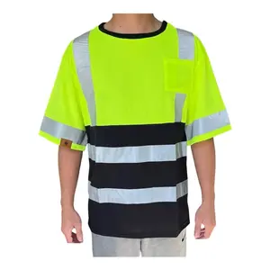 Anc Workwear Men's Black & Yellow Safety Shirt: High-Visibility, Reflective Stripes, Stylish Design Menswear Clothing Uniforms