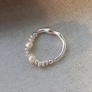 2025 New 925 Sterling Silver Rings For Women Freshwater Pearl Engagement Wedding Adjustable Ring Luxury Jewelry Birthday Gift