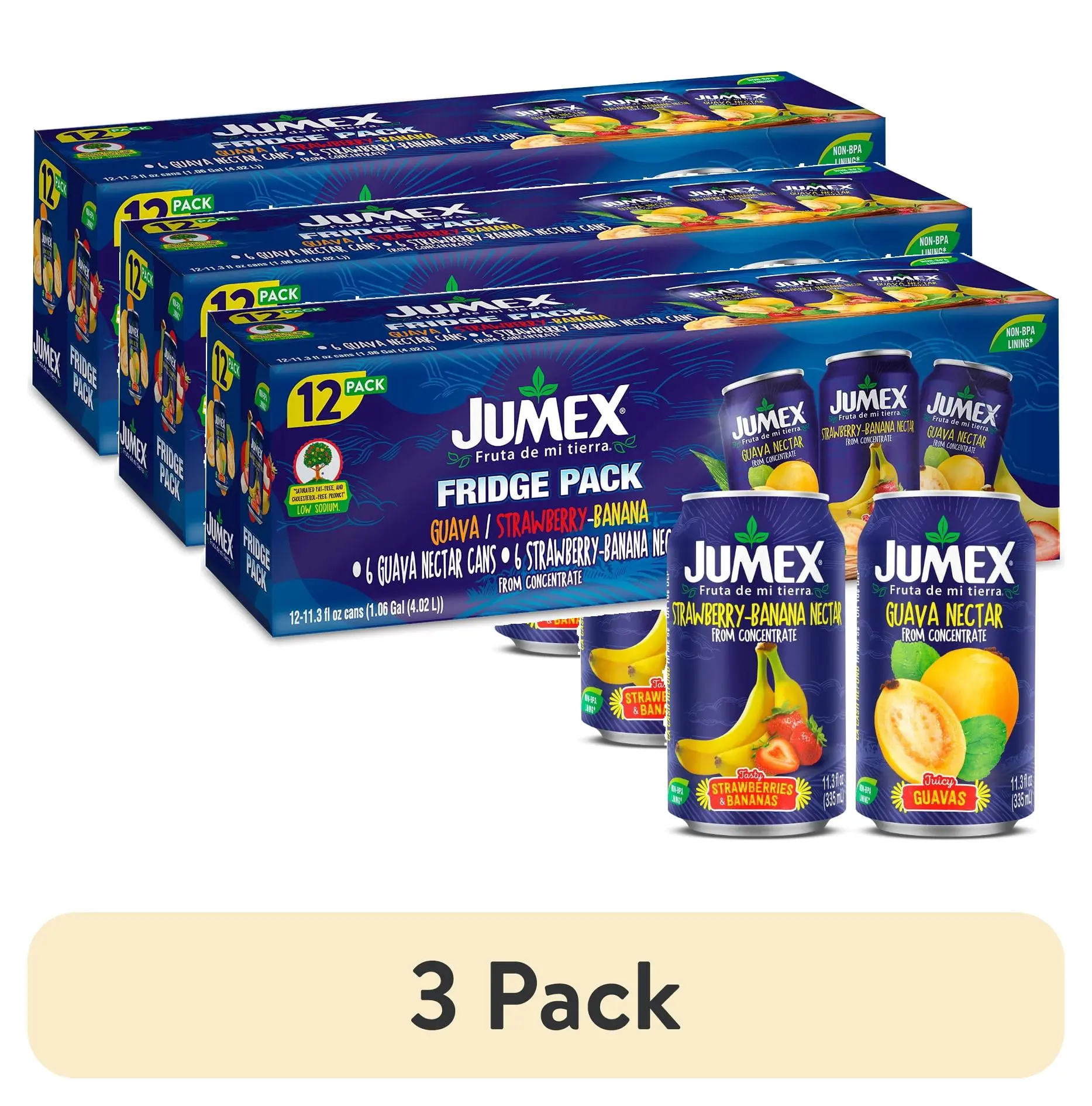 (3 pack) Jumex Strawberry Banana Juice Nectar & Guava Juice Nectar, 11.3 fl oz, 12 pack