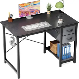 Space-Saving Computer Desk with Drawers, 40 Inch Home Office Writing Desk, X-Frame Study Table with Side Hook, Compact Design for Small Room Dorm Apartment