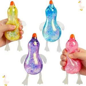 Glitter Duck Squishy Stress Ball,Cute Duck Sugar Squishy Stress Relief Toy,Ultra Soft Slow Rise Sensory Fidget Toy for Adults,Moldable Decompression Squeeze Ball