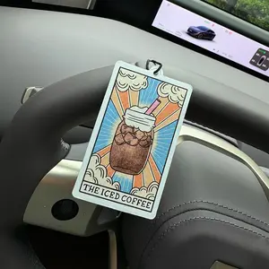 "the Iced Coffee" Tarot Card, Sustainable Freshness Car Air Freshener, Car Fragrance, Aromatherapy Scented Paper Pendant, for Rearview Mirror & Vent