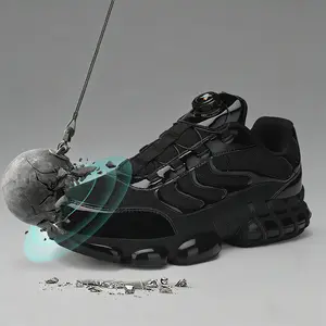 Steel Toe Work Shoes for Men Women Safety Composite Toe Sneakers Lightweight Comfortable Black Wide Utility Indestructible Industrial Construction Shoes with Breathable Upper and Non-slip Outsole