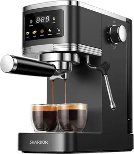 SHARDOR Espresso Machine 20 Bar, Professional Espresso Machine with Milk Frother and Touchscreen, Expresso Coffee Machines with Adjustable Temperature,for Cappuccino, Latte, Stainless Steel, Black