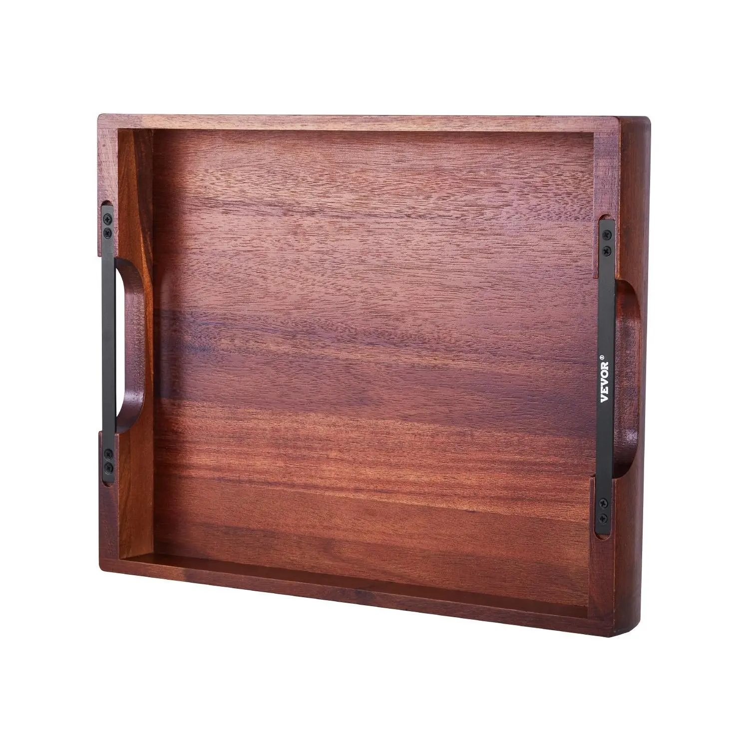 【DealsForYouDays】VEVOR Wood Serving Tray, Acacia Wooden Tray Board with Handles, Decorative Rustic Serving Trays Platter, Ideal for Breakfast in Bed, Lunch, Kitchen, Living Room, Ottoman, Coffee Table, Party, Couch Tableware Aesthetic