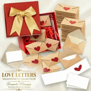 DIY Love Notes Box with Mini Blank Cards & Envelopes | Cute Valentine’s Day & Anniversary Gift for Boyfriend, Girlfriend, Him & Her Gift Packaging Meaningful Gifts i love you box for men Thick Cardstock