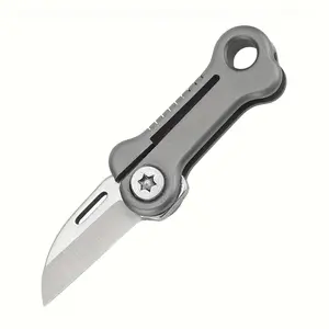 Mini Folding Pocket Knife, EDC Tiny Bone Shape Package Knife, Small Stainless Steel Blade with Titanium Alloy Handle, Ultra Compact and Lightweight for Daily Carry