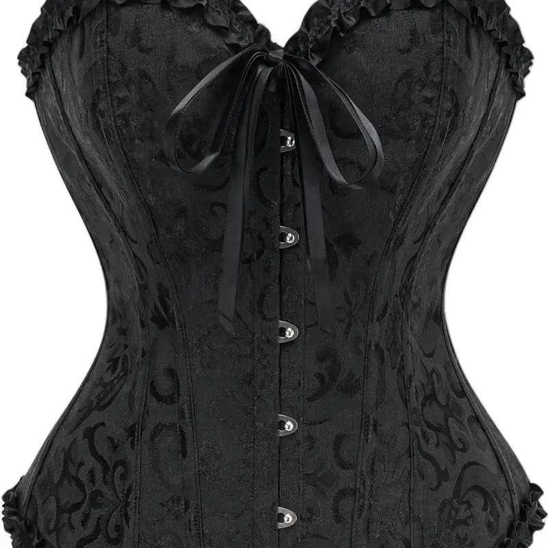 Women's Lacy Gothic Corset Top, Preppy Style Push-Up Sleeveless Bustier Bodysuit for Costumes, Plus Size, Elegance, Clothes, Chinese New Year