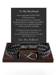 1P Christmas Gift Recommend for Boyfriend - Vintage High-end Knotted Man's Bracelet - Birthday Gift/ Valentine's Day/Graduation Gift - Trendy Unique Eight-Byte Design Bracelet - A Blessing Gift for Boyfriend