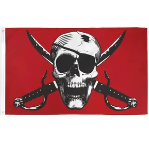 Crimson Pirate Flag, Red Crimson Pirate Ship Flag, Pirate Flag for Outdoor Display, Nautical Pirate Decor