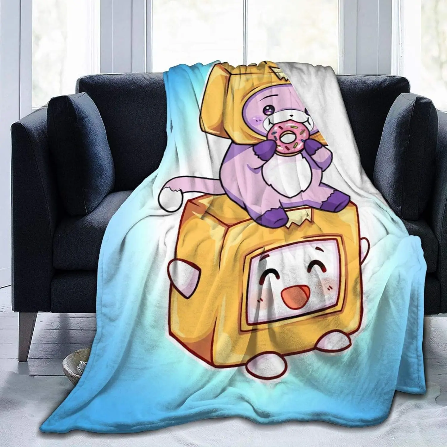 DAVIDRIGH LANKYBOX Foxy Boxy Blanket Soft Flannel Fleece Blankets Anime Home Bed Blanket Lightweight Micro Velvet 50x40" for Room Decoration Cozy Warm