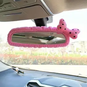 Cute Bowknot Design Car Rearview Mirror Protector, Car Interior Decoration, Soft Car Rearview Mirror Cover, Car Hanging Decoration, Car Interior Accessories for Women