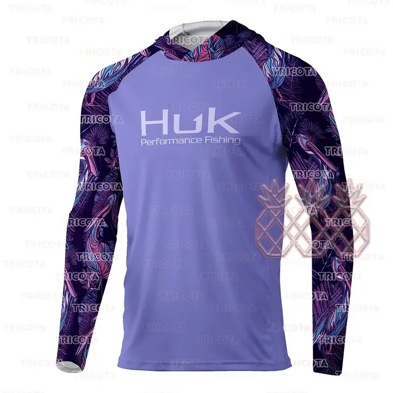 HUK Performance Fishing Shirts Men's Breathable UV Protection Hooded Long Sleeve Summer Fishing Jersey Quick Dry Lightweight Outdoor Sports Clothing