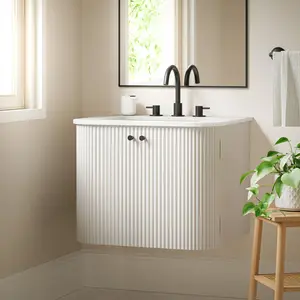 Zia 24" Wall-Mount Bathroom Vanity with Marble Sink in Ivory