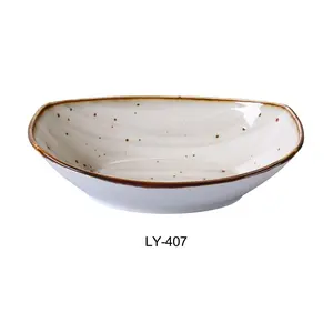 212 MAIN Porcelain Bowl - Yanco Lyon 7 in. Oval Shape, 10oz Reactive Glaze, Restaurant Use Dinnerware Tableware, Pack of 24